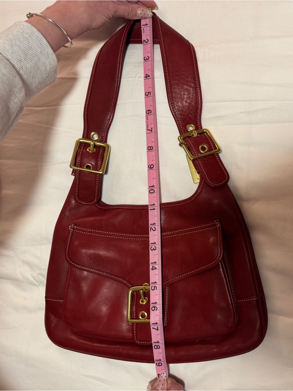Rare Vintage Y2K Coach Legacy Saddle Bag 9340 Cherry Red - Picture 10 of 12